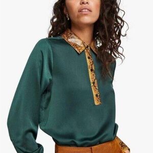 Scotch & Soda Green Silk Blouse